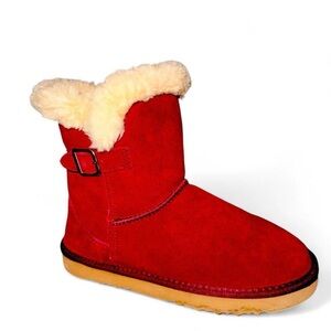 Style & Co. Red Winter Boots with Cream Fur NEW Outfit Woman Size - 9 Snow stuff